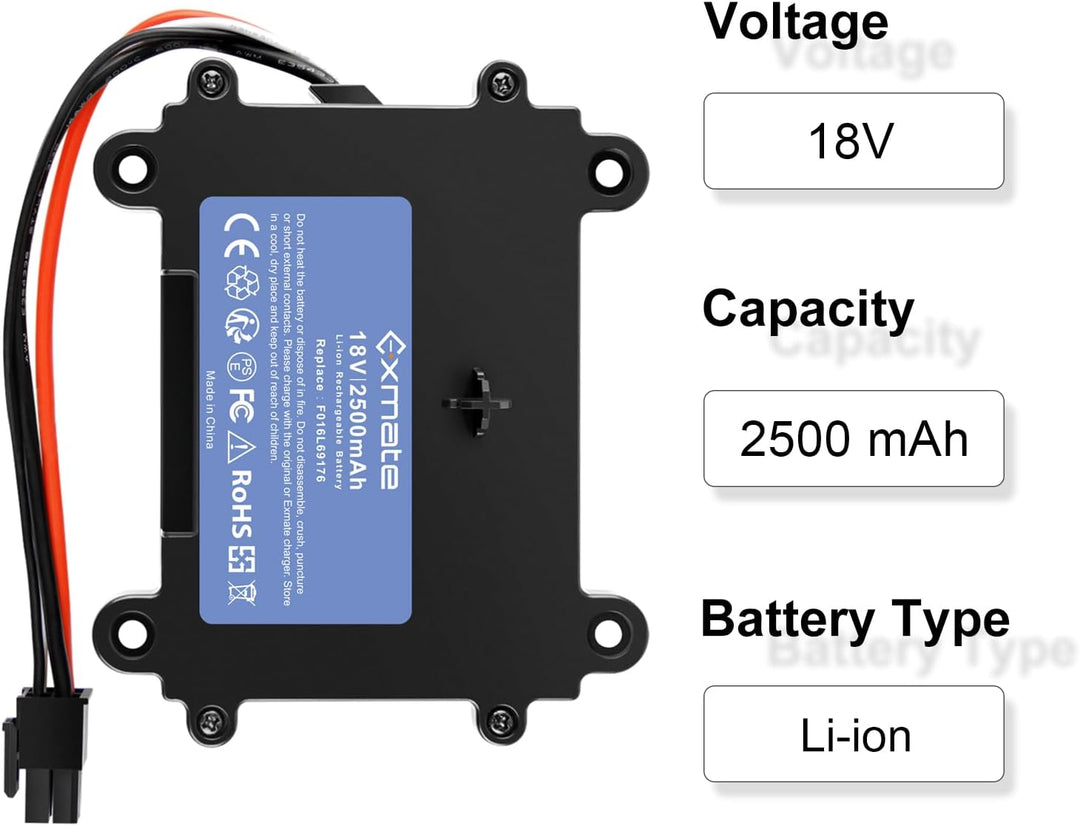 Exmate Batterie 2500mAh Kompatibel mit Bosch Indego 350, 400, M 700, M+ 700, S+ 350, S+ 400 Rasenrob