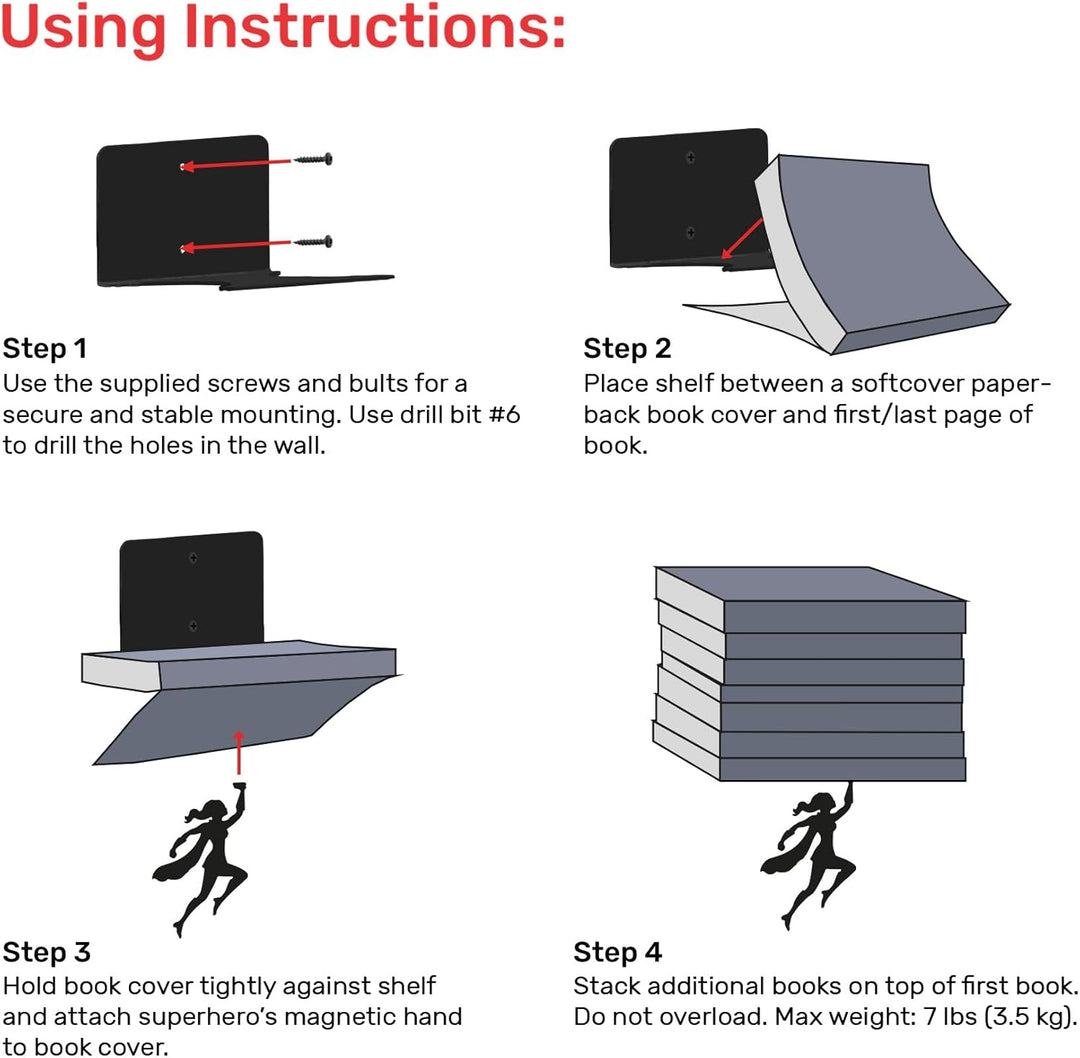 Artori Design Deko Schweberegal Aesthetic Buchstütze Wandregal - Wand Dekoration Buchständer Regal a