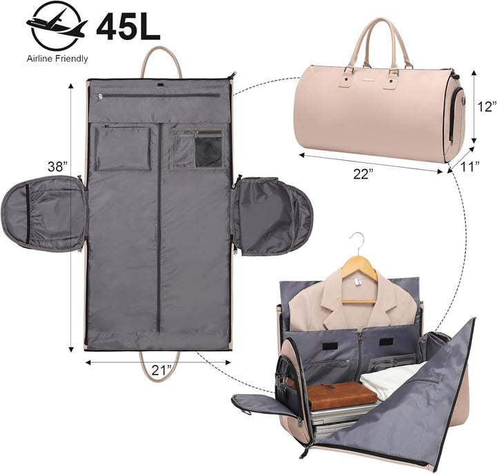 Modoker Wandelbare Kleidersäcke für Reisen, Handgepäck für Damen und Herren, Weekender – 2 in 1 häng