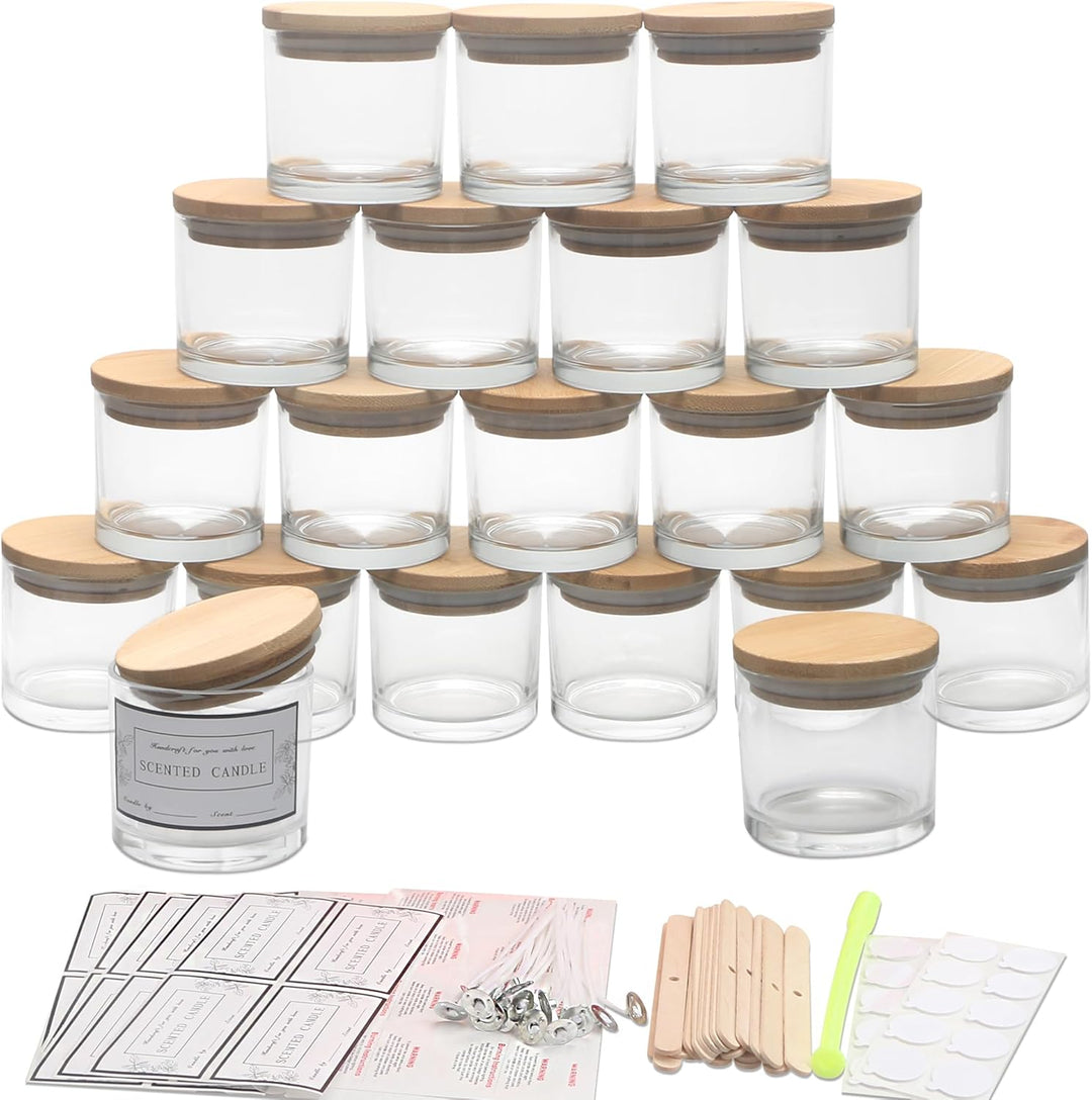 MILIVIXAY 20 Stück 118 ml Klarglas Kerzengläser mit Deckel und Kerzenherstellungs-Kits – Grosspackun