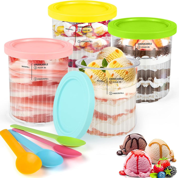 Apritsce Creami Deluxe Behälter für Ninja Eismaschine, 4 Stück Eisbehälter für Speiseeis für Ninja N