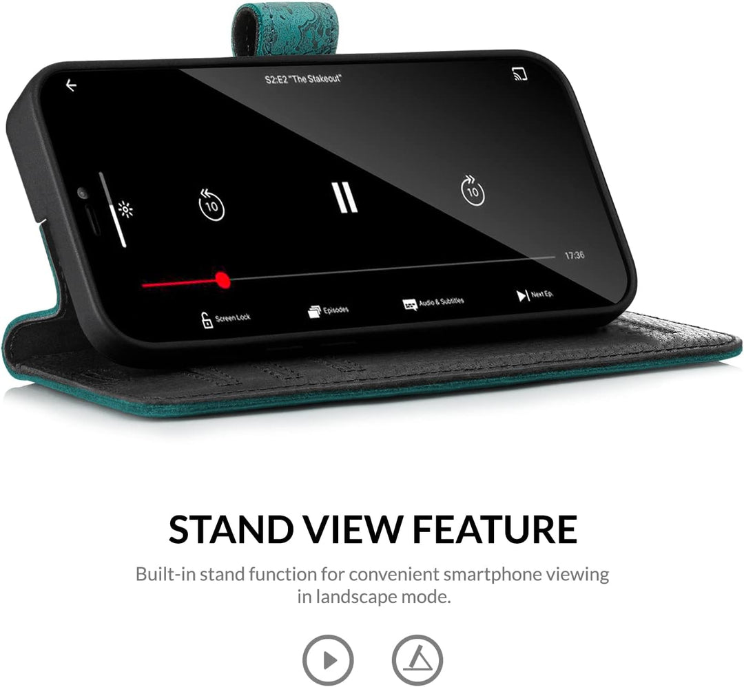 SURAZO Premium Handyhülle für Samsung Galaxy S23 Hülle Leder – Klappbare Echtleder Schutzhülle [Magn