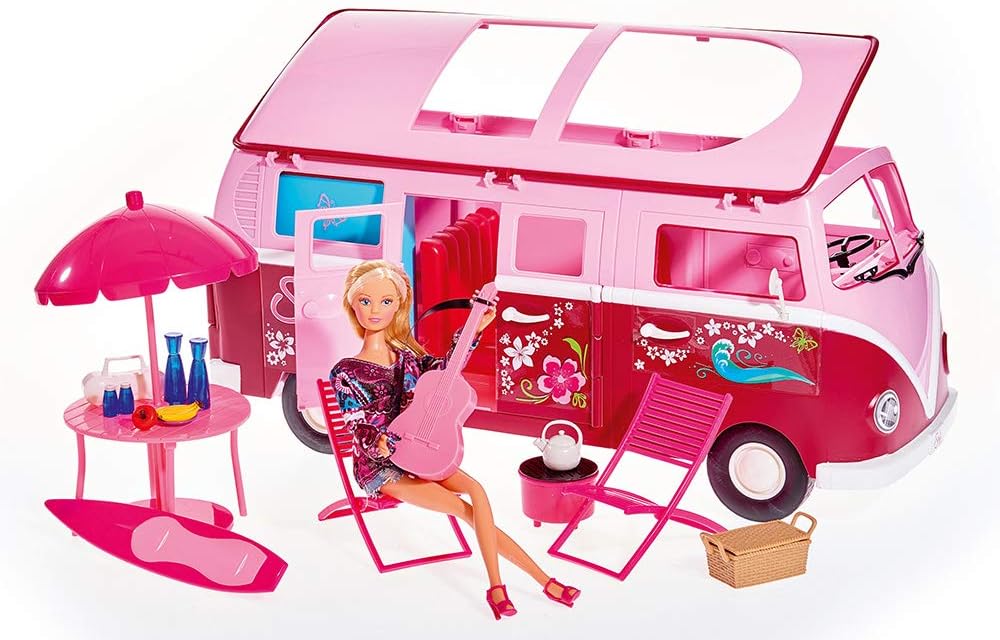 Simba 105739423 - Steffi Love Hawaii Camper / aufklappbares Auto / 51cm / mit Küche / Sitzecke / Bet