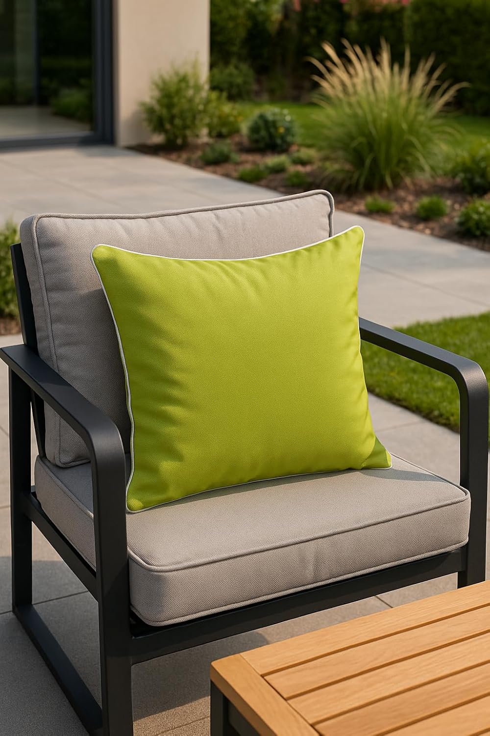 Brandsseller Outdoor Garten Kissen Dekokissen mit Paspel - Garngefärbt Uni Schmutz- und Wasserabweis