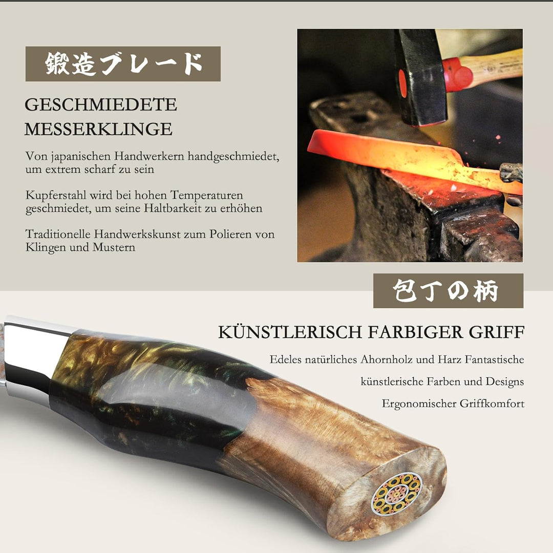 SHAN ZU Damastmesser Nakiri Kochmesser Handgeschmiedetes Japanisches Messer, 33 Schichten Damaststah