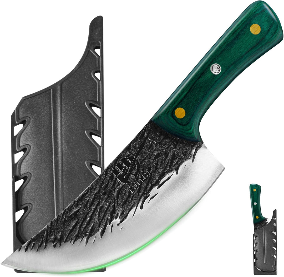 FULLHI Multi-color Holzgriff Full Tang Heavy Meat Cleaver mit Scheide, High Carbon Steel Chef Fleisc