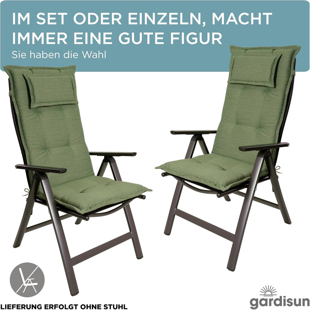 gardisun Gartenstuhlauflagen Hochlehner mit Kopfteil I Extra Dicke Sitzauflagen I Made in Europe I P