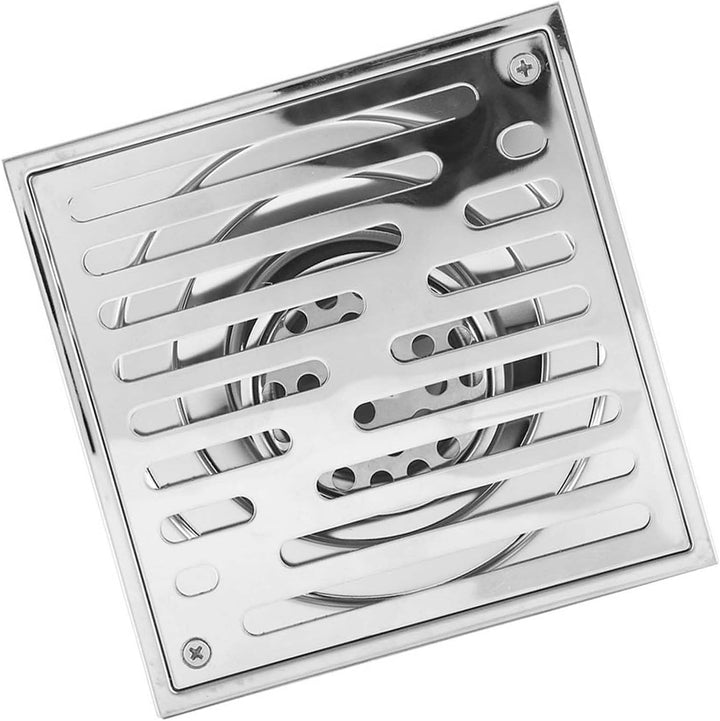 Quadratische Dusche Bodenablauf Bad Flieseneinsatz Bodenablass mit abnehmbarem Siebdeckel Chrom-Fini