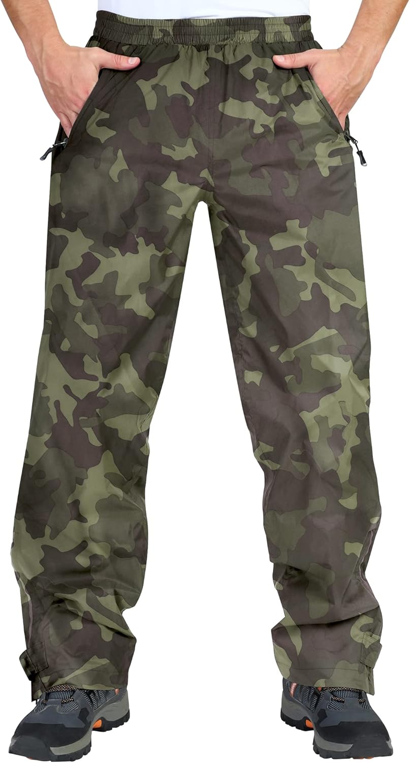 33,000ft wasserdichte Regenhose für Herren Leichte Regenhose Winddichte Outdoorhose zum Wandern Camp