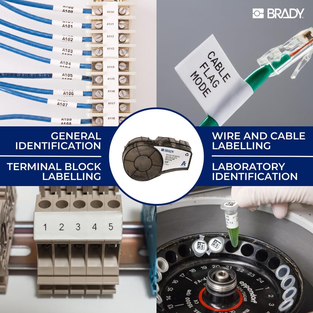 Durchlaufetikett aus Nylongewebe für Etikettendrucker, 12,70mm x 4,88m, Schwarz auf Weiss