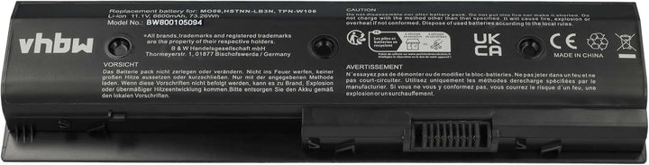vhbw Akku 6600mAh Notebook Laptop HP Pavilion Envy dv7 dv4 dv6 m6 Ersatz für 671567-421 671567-831 6