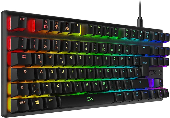 HyperX HX-KB7RDX-DE Alloy Origins Core, RGB Mechanische Gaming Tastatur, Tenkeyless, Red switches, S