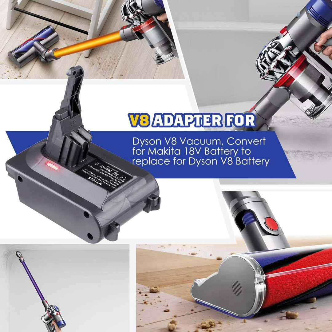 URUN für Dyson V8 Akku Adapter, MT18V8 Konvertiert für Makita 18V Lithium Akku Kompatibel für Dyson