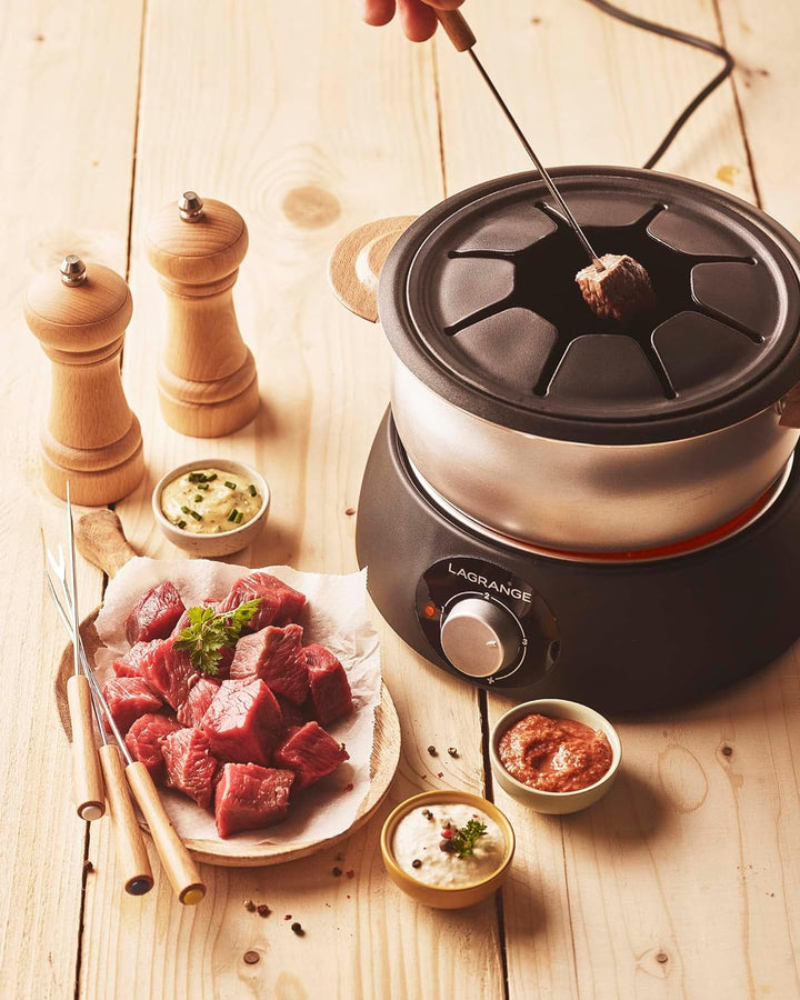 LAGRANGE Classic Fondue, Aluminium Helles, Helles Holz