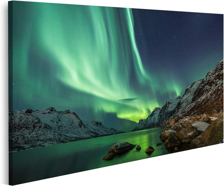 islandburner Bild auf Leinwand Aurora Borealis Über Tromso Skandinavien Nordlicht Bilder Wandbilder