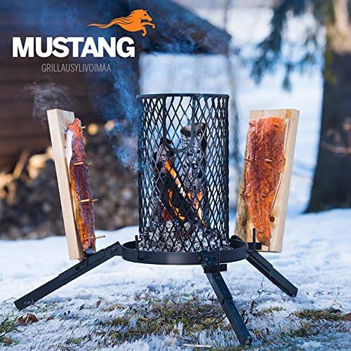 Flammlachs Grill | Feuerkorb | 3x Flammlachsbretter + 20x Holzstifte | Finnland