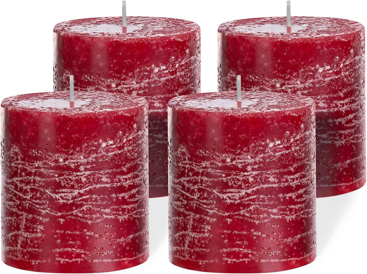 Brandsseller Stumpenkerze 4er Set 7x7,5 cm Weihnachtskerze Adventskranz Bordeaux 7 x 7,5cm | 4er-Set