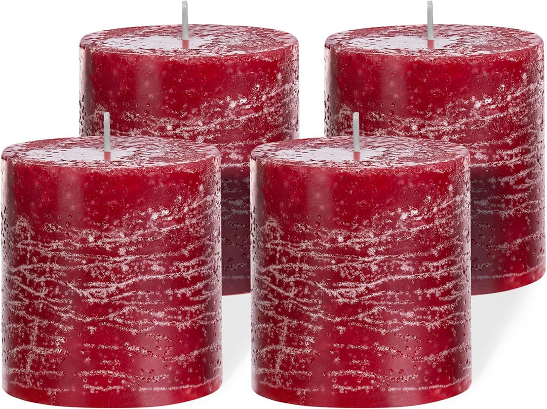 Brandsseller Stumpenkerze 4er Set 7x7,5 cm Weihnachtskerze Adventskranz Bordeaux 7 x 7,5cm | 4er-Set