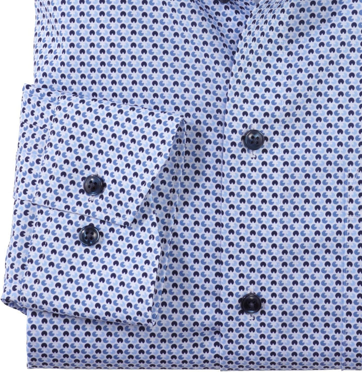OLYMP Herren Businesshemd Langarm Luxor,Rotationsdruck,modern fit,Global Kent 38 Bleu 11, 38 Bleu 11