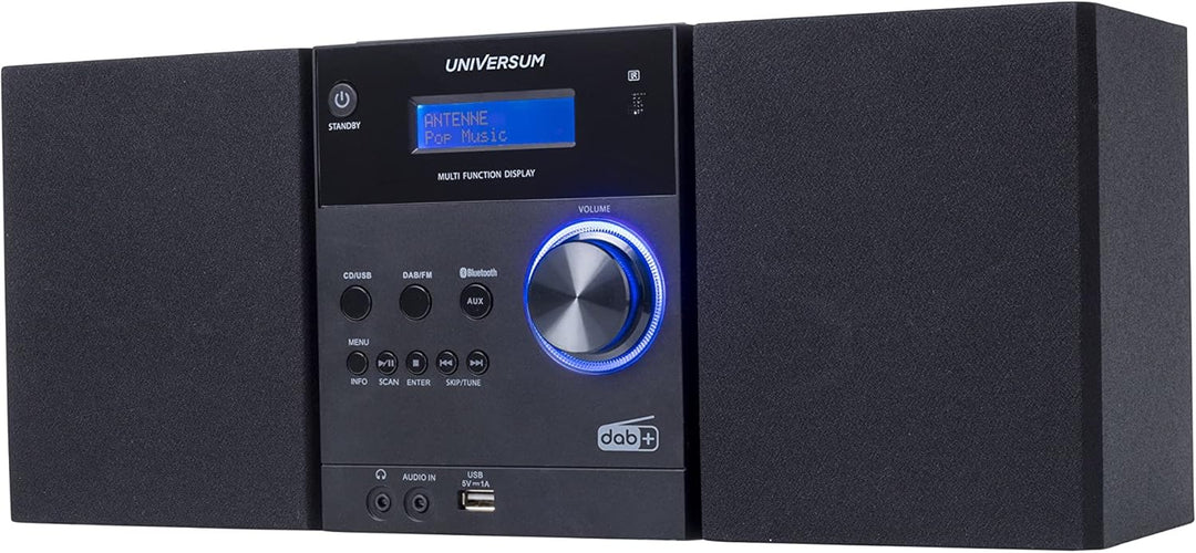 Universum MS 300-21 Stereoanlage AUX, Bluetooth®, CD, DAB+, UKW, USB, Akku-Ladefunktion, Inkl. Fernb