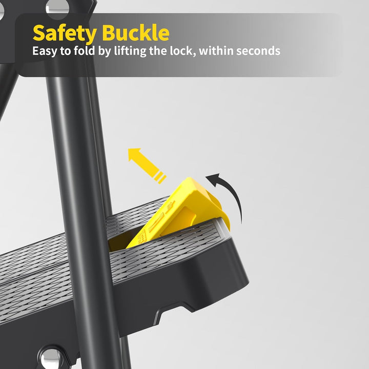 KINGRACK Leiter 4 Stufen, trittleiter 4 Stufen klappbar, mit rutschfestem, breitem Pedal und Handläu