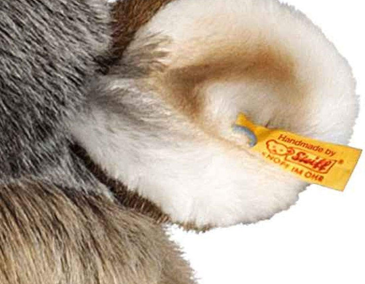 Steiff Snorry Wolf hellgrau sitzend 60 cm, Kuscheltier Wolf, Plüschtier aus streichelweichem Webpelz