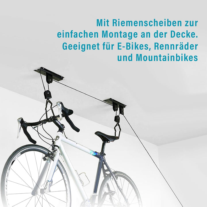 Gemsaya Fahrradlift bis 60 kg, Stahl Fahrrad Deckenlift, Deckenmontage Fahrradhalterung mit Haken un