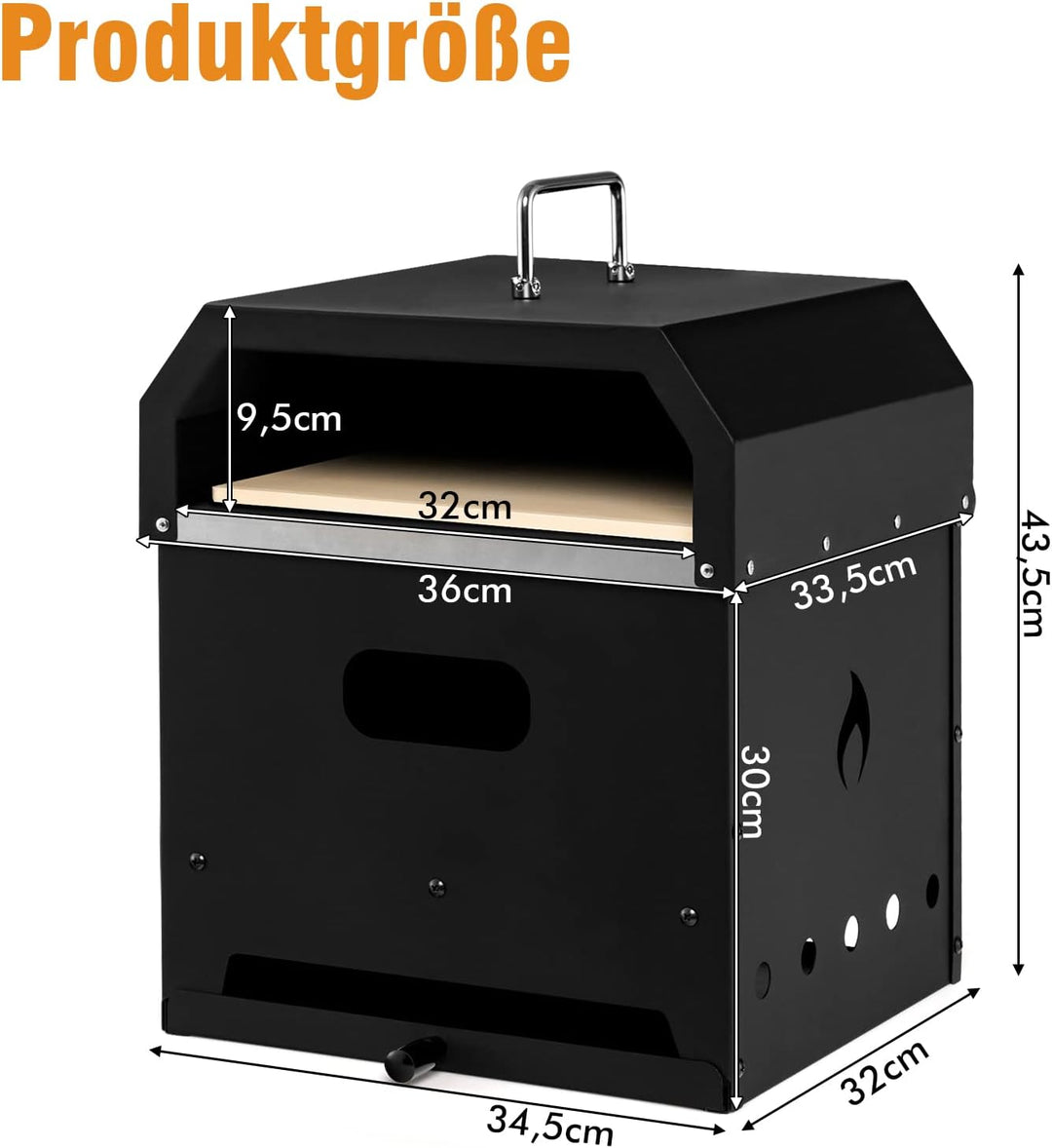 COSTWAY 4-in-1 Pizzaofen, Outdoor-Grill, holzbefeuerter Pizza Ofen mit wasserdichter Abdeckung, Pizz