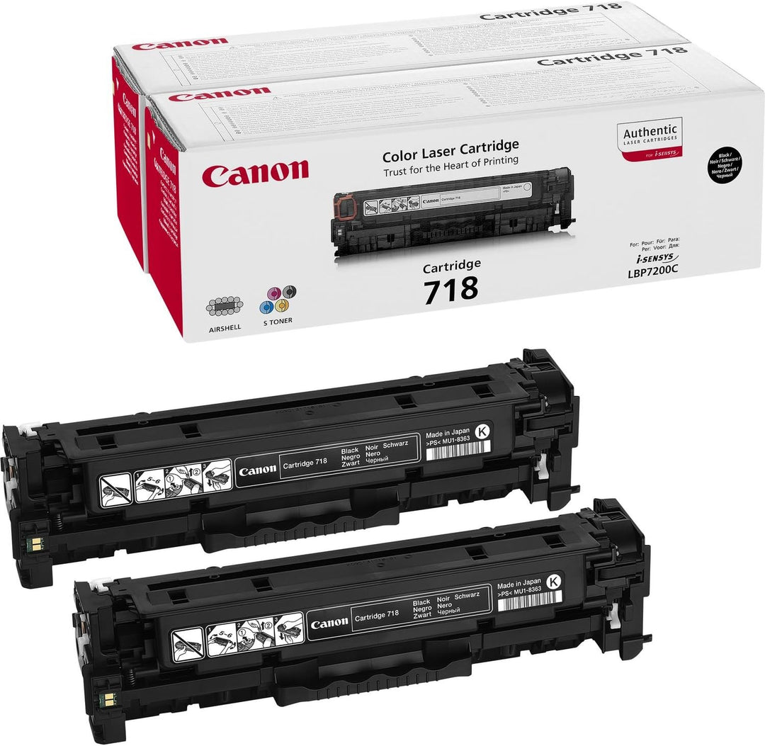 Canon Toner Cartridge 718 BK Value Pack - schwarz - Standard, 2662B017, Multi-pack Schwarz Toner Car