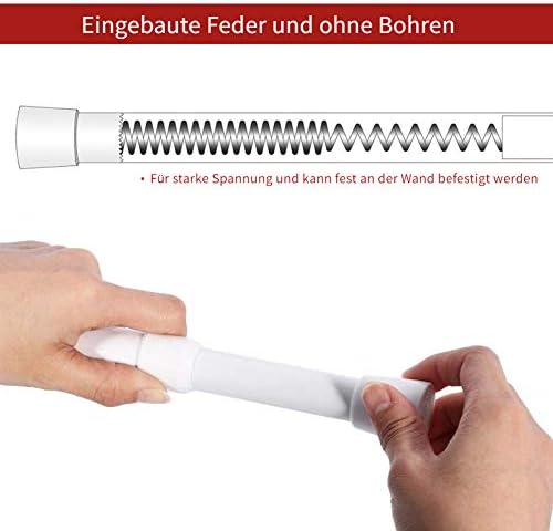 Duschvorhangstange Teleskopstange 105 cm-200 cm Ausziehbare Gardinenstange zum Klemmen ohne Bohren K