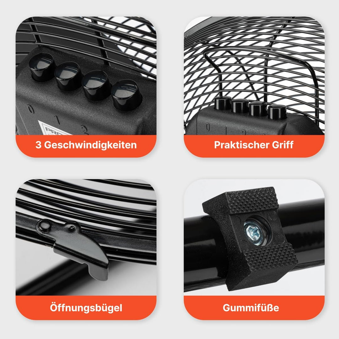 ProfiCare® XL Windmaschine mit 45 cm Ø | Ventilator verstellbarer Winkel | Bodenventilator 3 Stufen