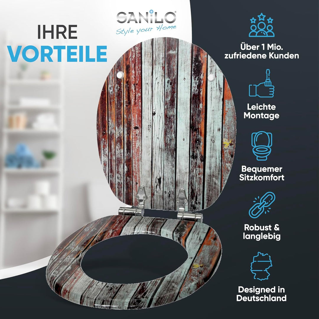 Sanilo WC Sitz mit Absenkautomatik, viele schöne Holz Toilettendeckel zur Auswahl, hochwertige und s