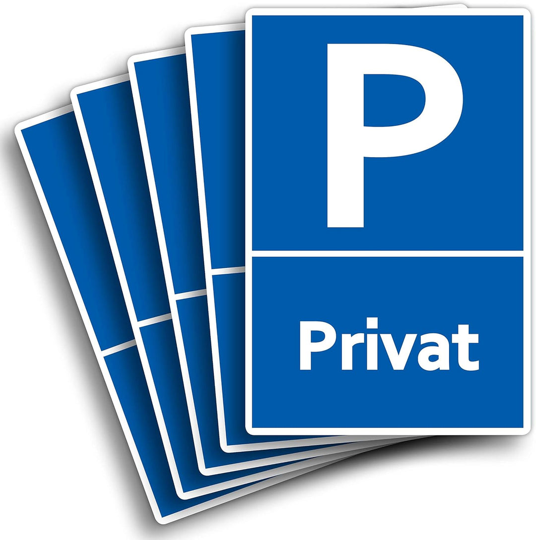 5 Stück Privat Parkplatz Schild 20 x 30 cm aus stabiler PVC Hartschaumplatte 3mm Privatparkplatz par