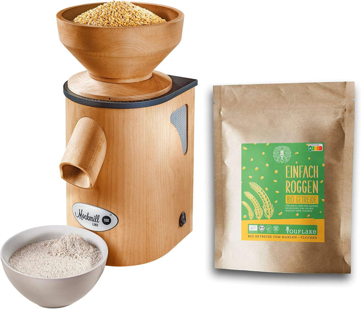 Getreidemühle Mockmill Lino 100 | Made in Germany | Edelkorund und Keramik Mahlstein | frisches Mehl