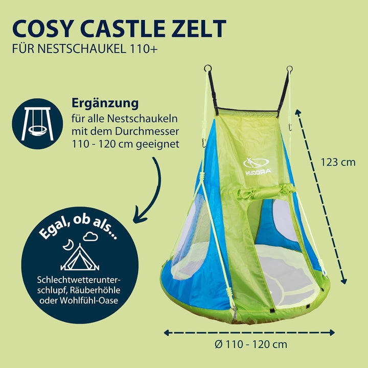 HUDORA Zelt für Nestschaukel Cosy Castle | Ergänzung für Gartenschaukel | Schnell & einfach angebrac