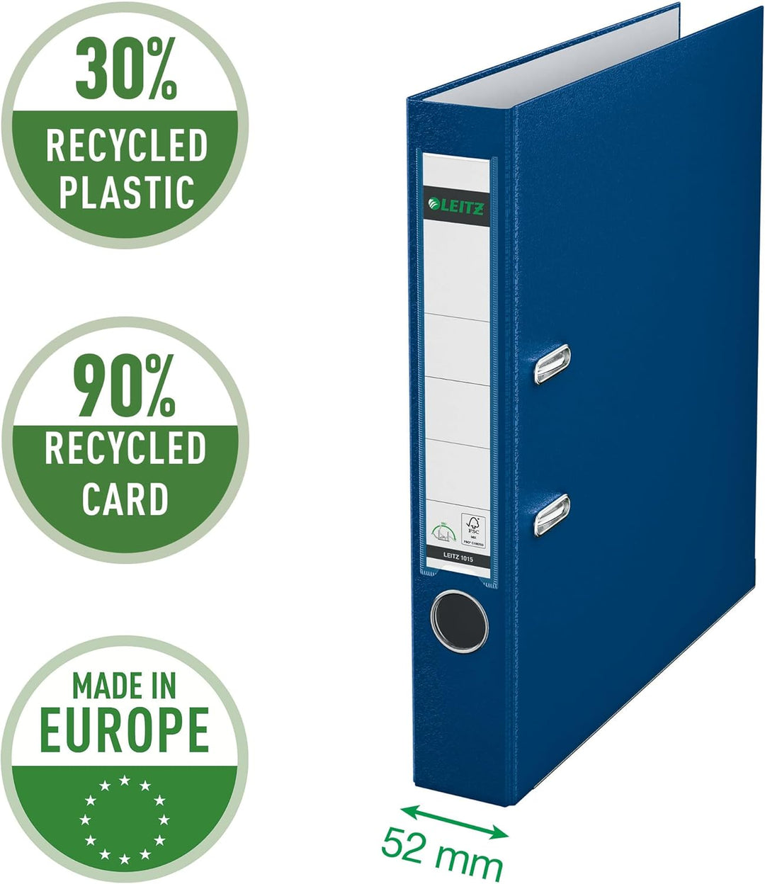 Leitz Qualitäts-Ordner 180° Plastik, 3er Pack, das Original, DIN A4 Aktenordner 5 cm schmal, 90% Rec