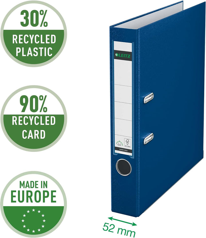 Leitz Qualitäts-Ordner 180° Plastik, 3er Pack, das Original, DIN A4 Aktenordner 5 cm schmal, 90% Rec