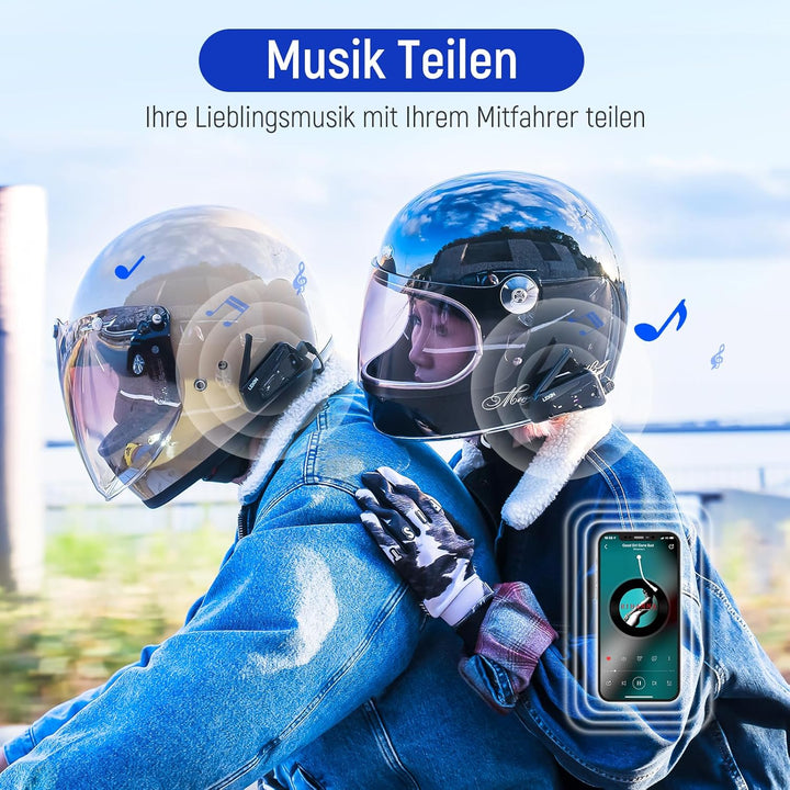 LEXIN MeshCom Mesh 3.0 Helm Intercom, Motorrad Headset Bluetooth 5.0, Motorradhelm Kommunikationssys