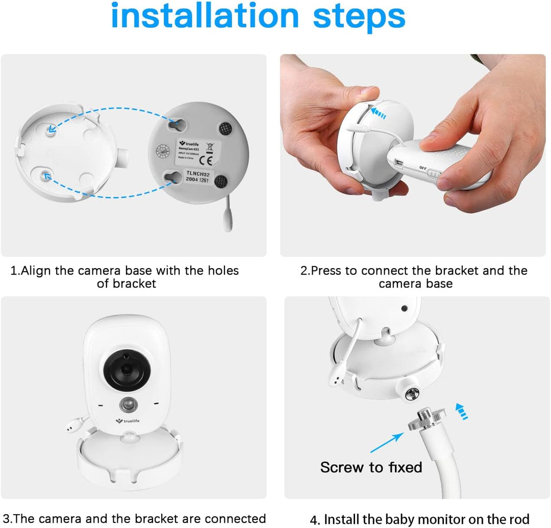 HOLACA Babyphone Clip Halterung für BOIFUN/GHB/TakTark Babyphone mit Kamera 3.2" Digital LCD Bildsch