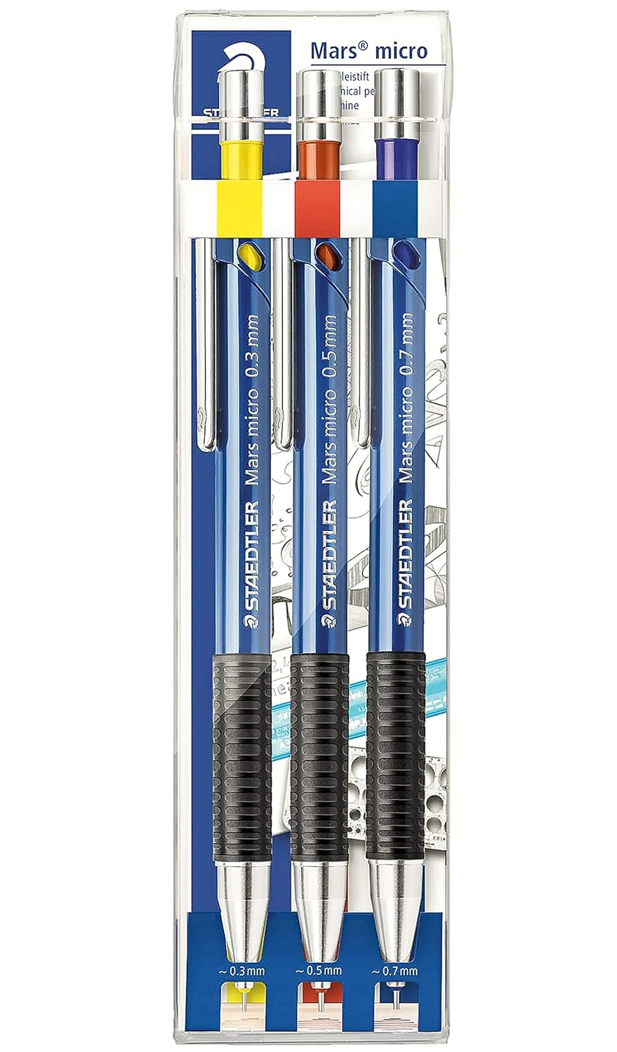 Staedtler 775SCWP3 - Marsmicro 0,3-0,7 3er Set farbig (2, inkl. Minen 03 H?05 HB?07B) inkl. Minen 03