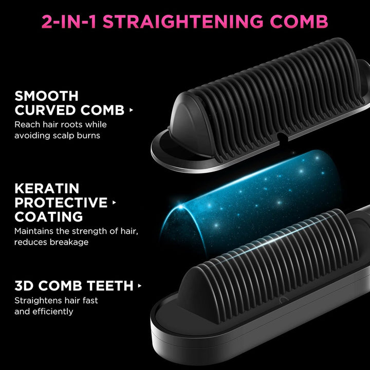 Ionen Glättbürste, PARWIN PRO BEAUTY Haarglätter Bürste, Glättungsbürste Mit LED-Anzeige, Hair Strai