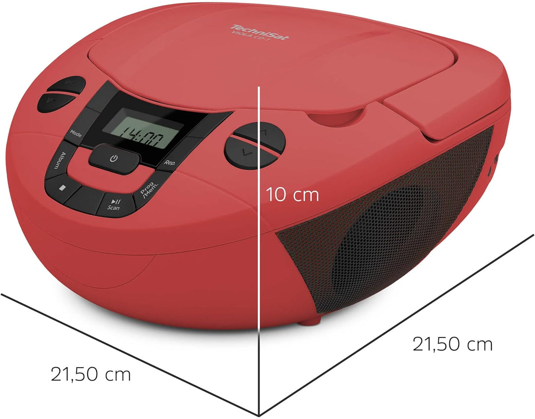 TechniSat Viola CD-1 - tragbarer Stereo CD-Player, Boombox mit praktischem Tragegriff (CD-Radio für
