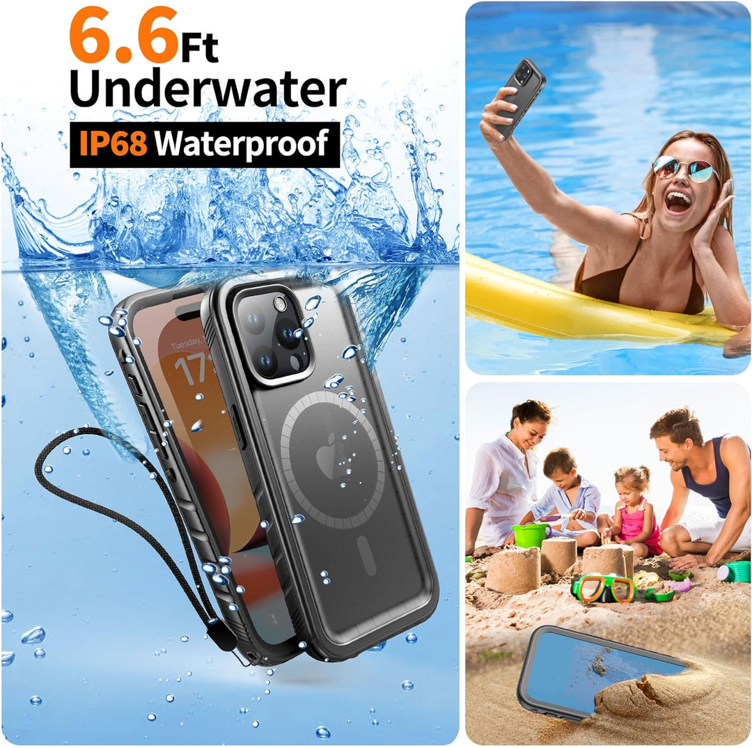 Cozycase Magnetisch Hülle für iPhone 15 Pro wasserdichte 360 Grad Panzerhülle Outdoor [Kompatibel mi