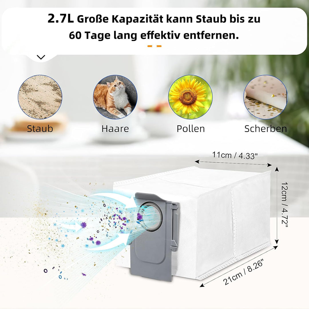 NIXOOT 21 Stück Zubehörset für Roborock Qrevo Curv Saugroboter, Ersatzteile 1 Hauptbürste 6 Staubbeu