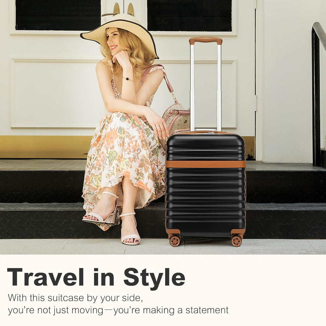 KONO Koffer Trolley Handgepäck Koffer Reisekoffer von ABS+PC Hartschalenkoffer mit 4 Rollen TSA Schl