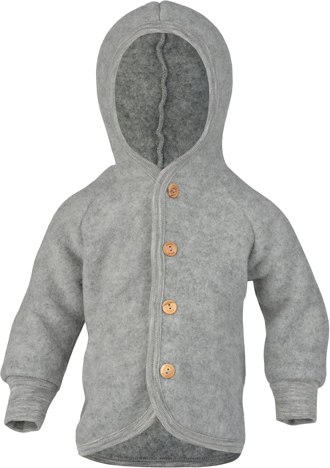 Engel Baby Jacke mit Kapuze Wollfleece 110-116 Hellgrau Melange, 110-116 Hellgrau Melange