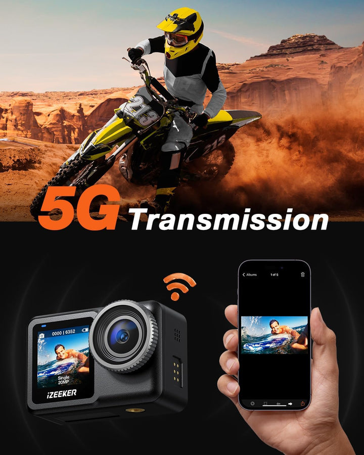 iZEEKER Action Cam 4K 20MP, 40M Wasserdicht Unterwasserkamera, 12M Wasserdicht ungeschützt, Vlog Cam