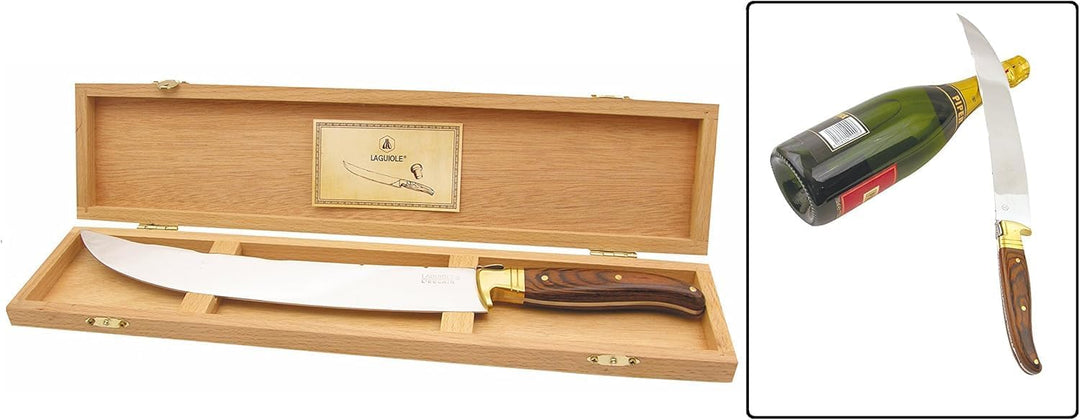 Neu LAGUIOLE Champagne Säbel Champagner Saber Sekt Säbel XXL 42 cm + Holzbox