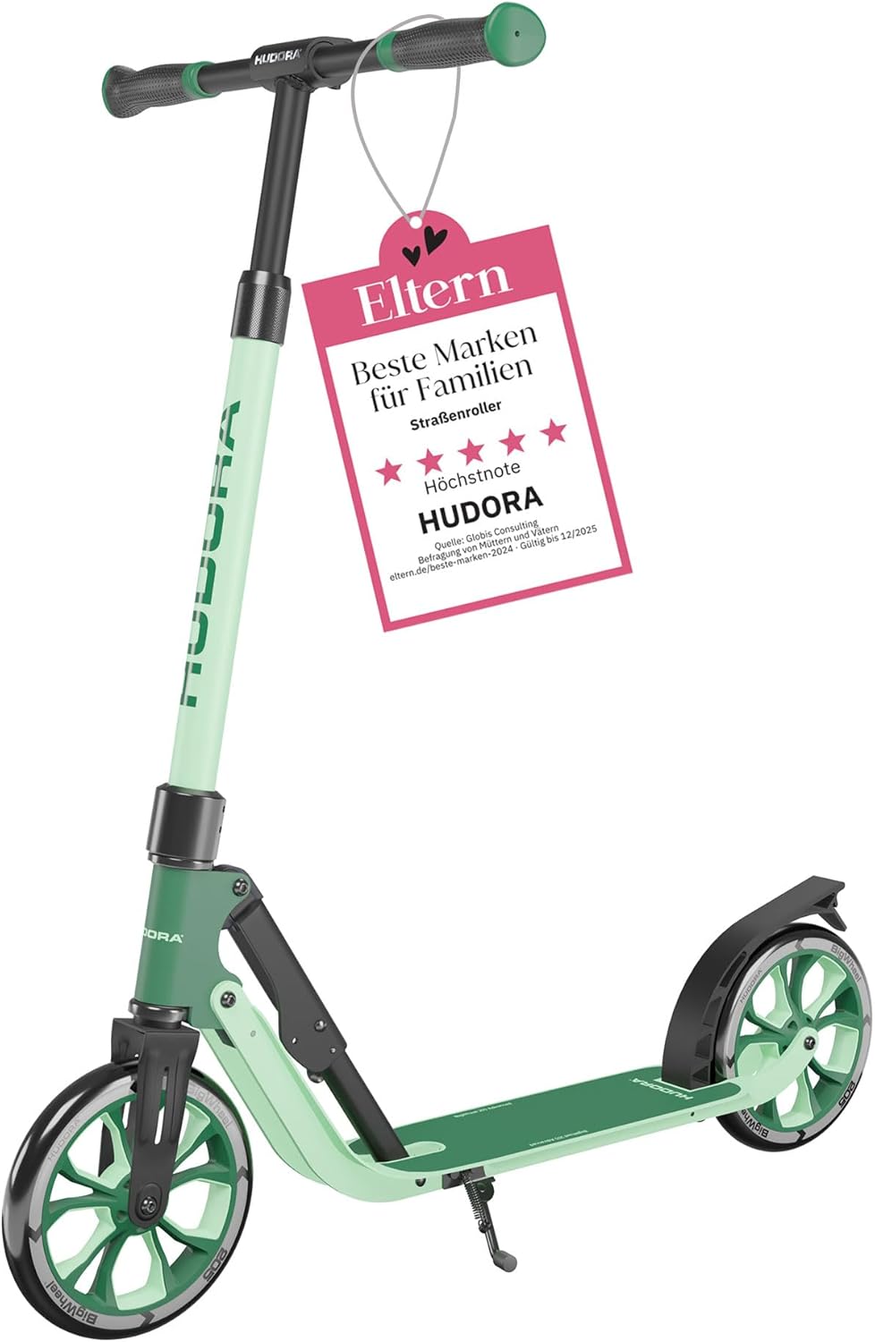 HUDORA BigWheel® 205 Advanced Scooter - Komfortabler Aluminium-Roller für bis zu 100kg - Höhenverste