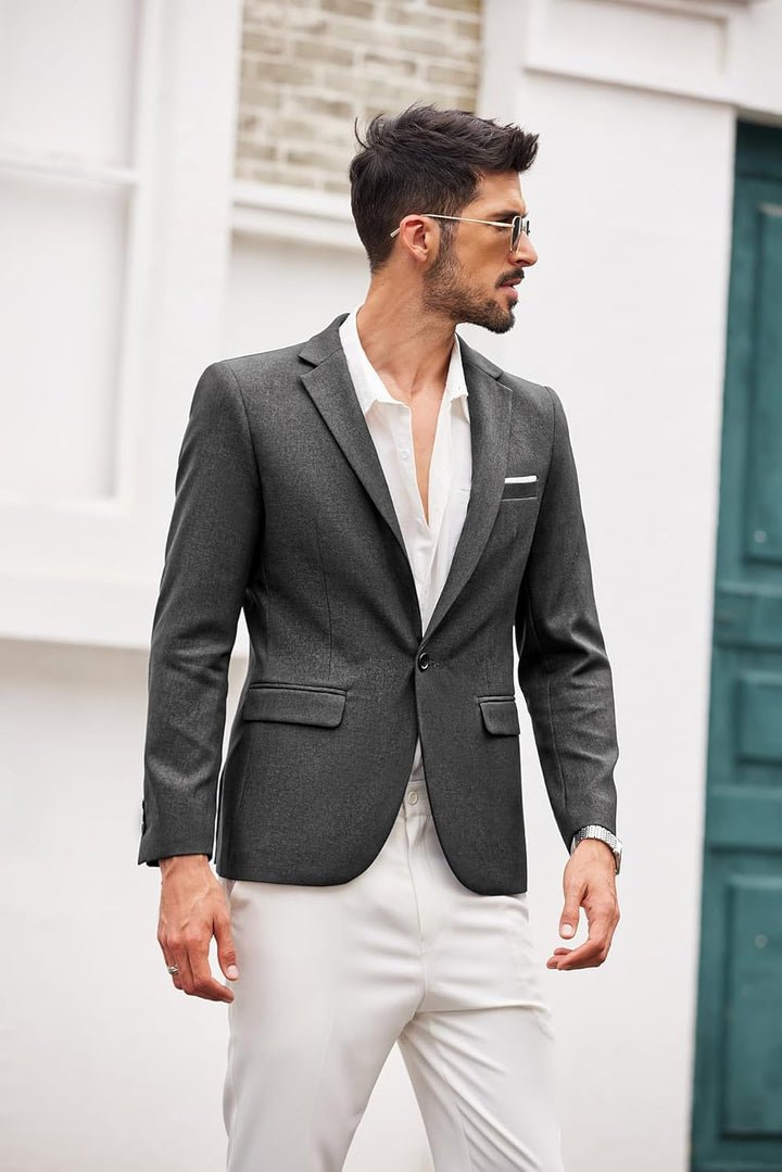 COOFANDY Herren Freizeit Sakko Sportlich Regular Fit Blazer Business Anzugjacke EIN Knopf XL A-schwa